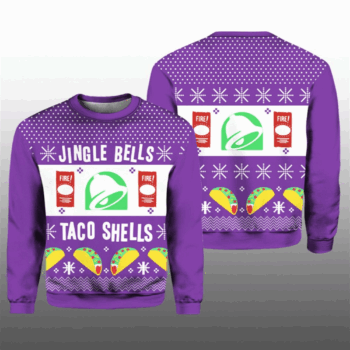 Jingle Bells Taco Shells Fire Ugly Christmas Sweater 2025