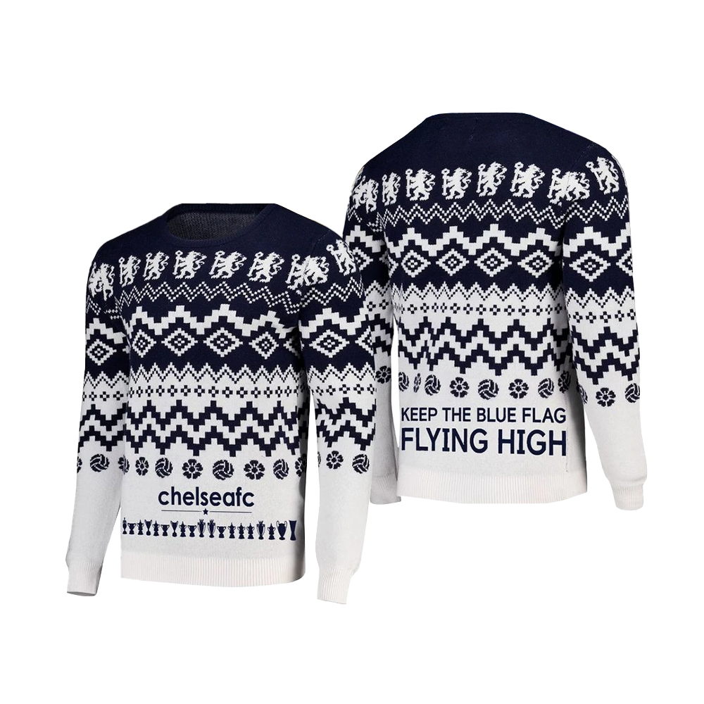 Keep The Blue Flag Fying High Chelsea 2025 Christmas Ugly Sweater Keep The Blue Flag Fying High Chelsea 2025 Christmas Ugly Sweater
