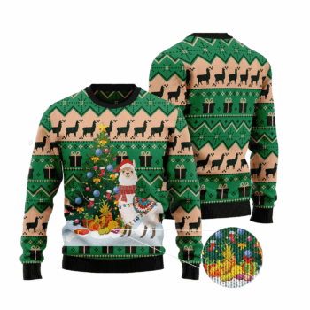 Llama With Christmas Tree Ugly Sweater 2025