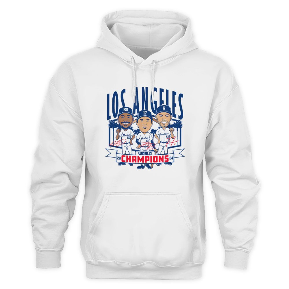 Los Angeles Baseball Back-to-Back World Champs Caricatures Hoodie Los Angeles Baseball Back-to-Back World Champs Caricatures Hoodie