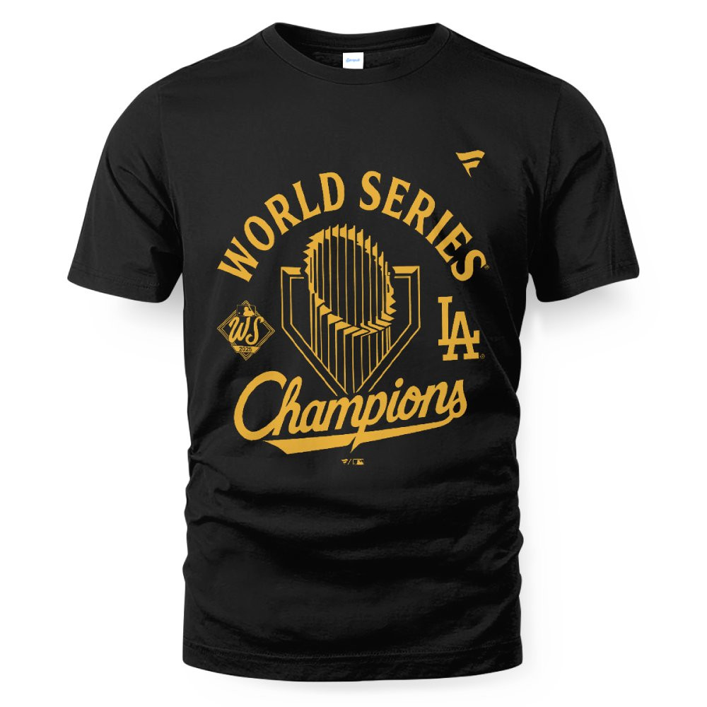 Los Angeles Dodgers Black 2025 World Series Champions Locker Room Plus Size Parade T-Shirt