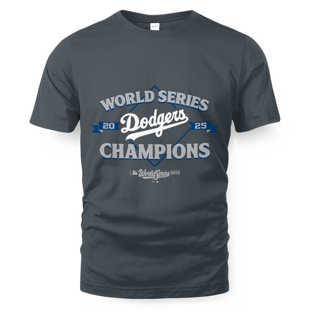 Los Angeles Dodgers Charcoal 2025 World Series Champions Franchise T-Shirt
