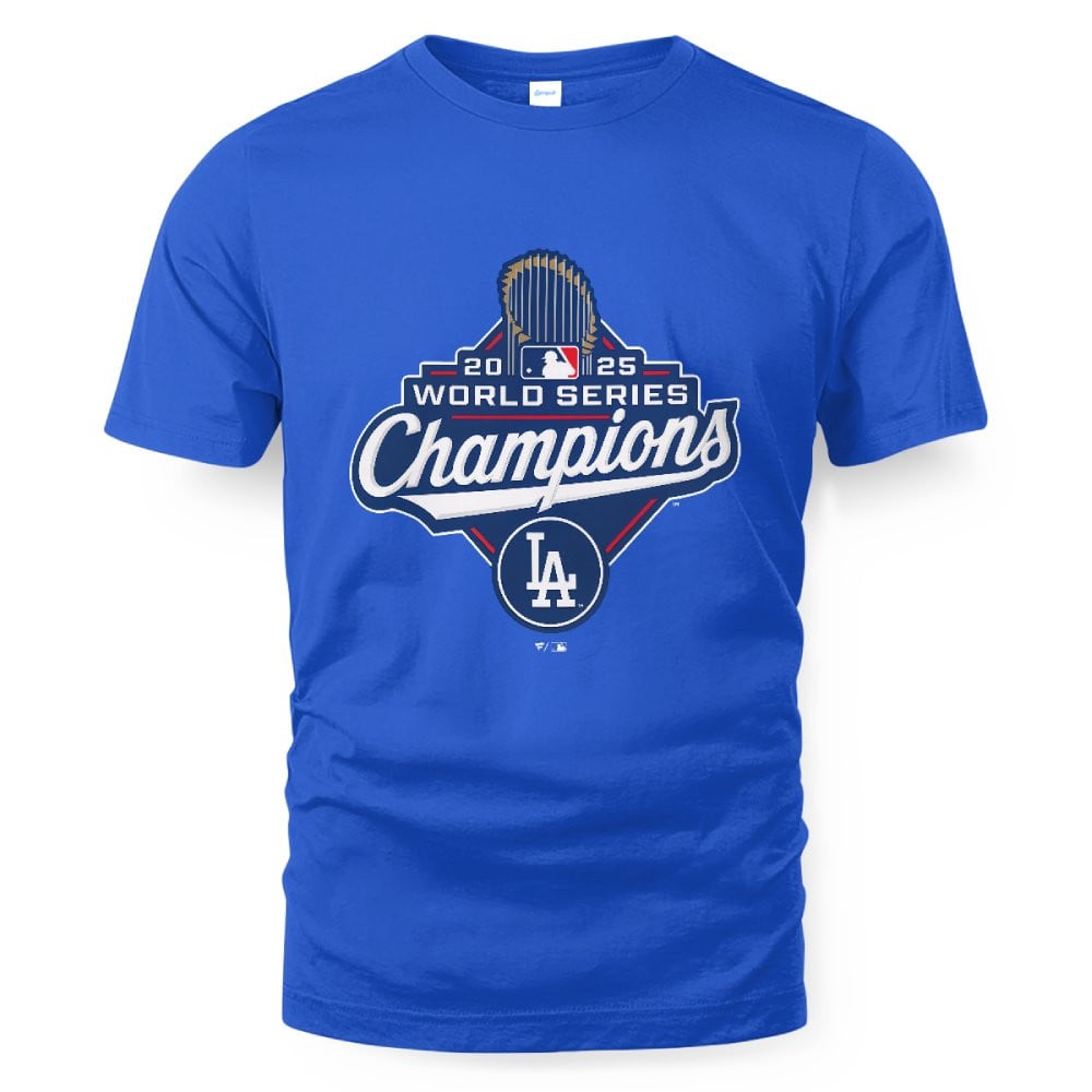Los Angeles Dodgers Deep Royal 2025 World Series Champions Logo T-Shirt Mockup Los Angeles Dodgers Deep Royal 2025 World Series Champions Logo T-Shirt