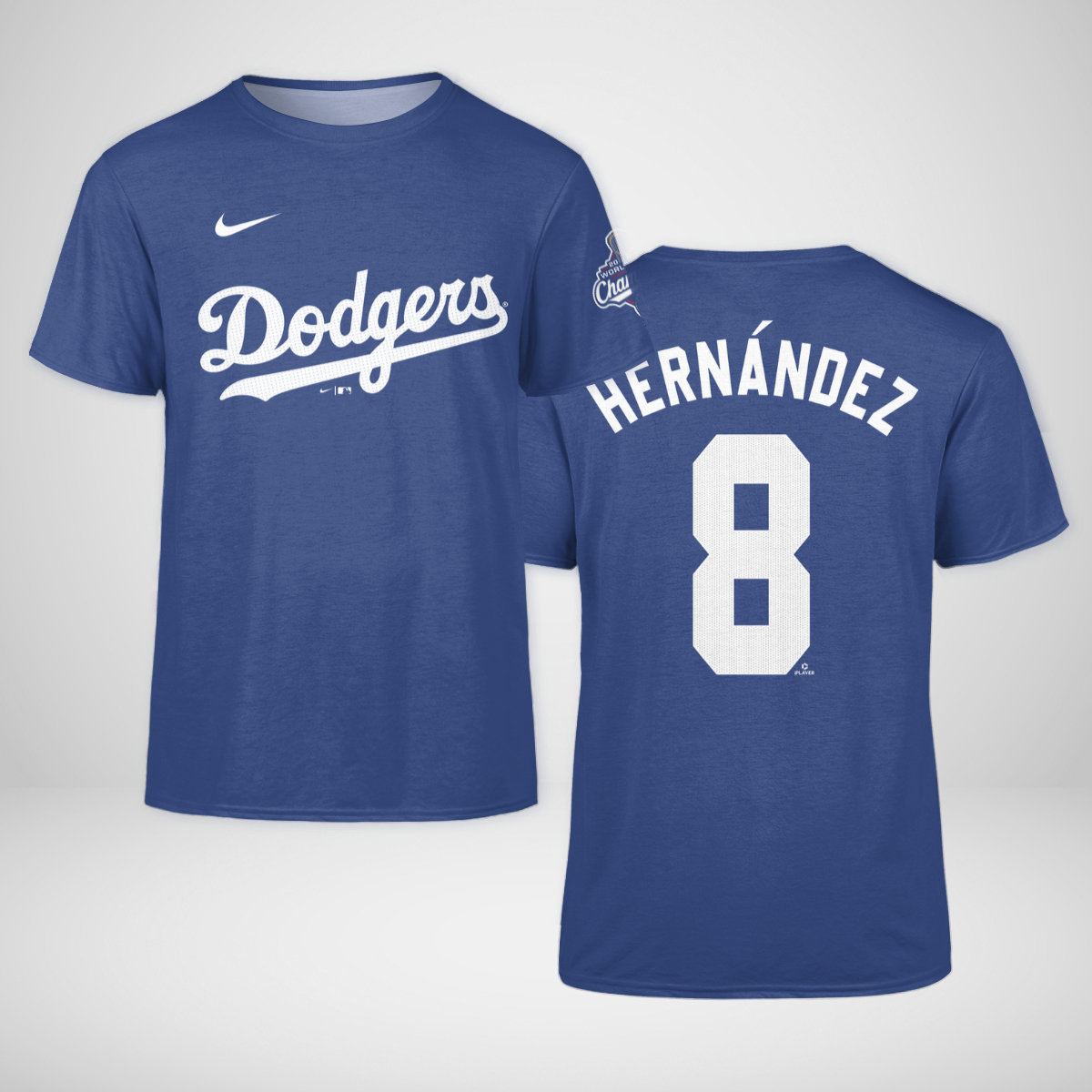 Los Angeles Dodgers Enrique Hernández Royal 2025 World Series Champions Name & Number T-Shirt