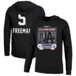 Los Angeles Dodgers Freddie Freeman Black 2025 World Series Champions Name & Number Lightweight Hoodie Mockup 1