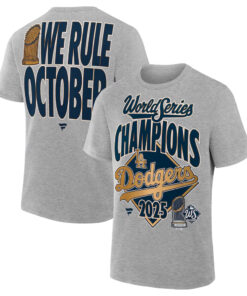 Los Angeles Dodgers Heather Gray 2025 World Series Champions Locker Room T-Shirt