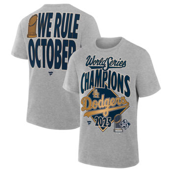 Los Angeles Dodgers Heather Gray 2025 World Series Champions Locker Room T-Shirt