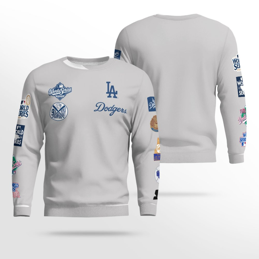 Los Angeles Dodgers Heather Gray 2025 World Series Champions Sweatshirt