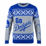 Los Angeles Dodgers Klew Gray Exclusive Slogan Ugly Christmas Sweater 1 Los Angeles Dodgers Klew Gray Exclusive Slogan Ugly Christmas Sweater