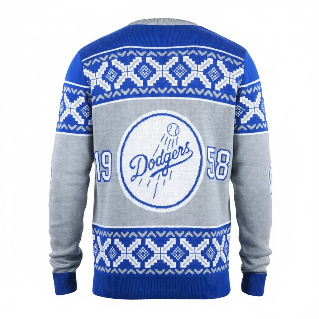 Los Angeles Dodgers Klew Gray Exclusive Slogan Ugly Christmas Sweater Los Angeles Dodgers Klew Gray Exclusive Slogan Ugly Christmas Sweater
