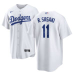 Los Angeles Dodgers Sasaki Autographed 2025 World Series Champions White Replica Jersey with 25 WS Champs Mockup