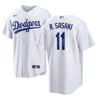 Los Angeles Dodgers Sasaki Autographed 2025 World Series Champions White Jersey with "25 WS Champs"