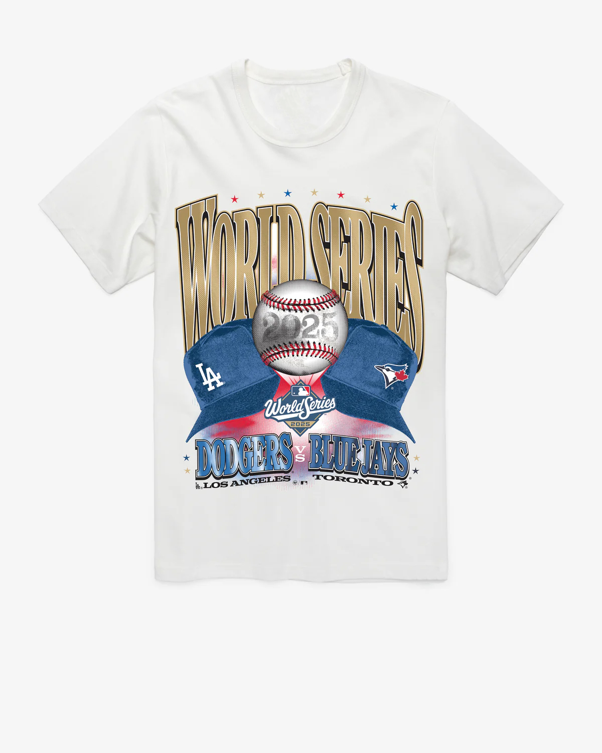 Los Angeles Dodgers & Toronto Blue Jays World Series Dueling T-Shirt Los Angeles Dodgers & Toronto Blue Jays World Series Dueling T-Shirt