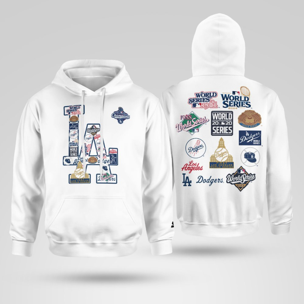 Los Angeles Dodgers White 2025 World Series Champions Pitcher Hoodie