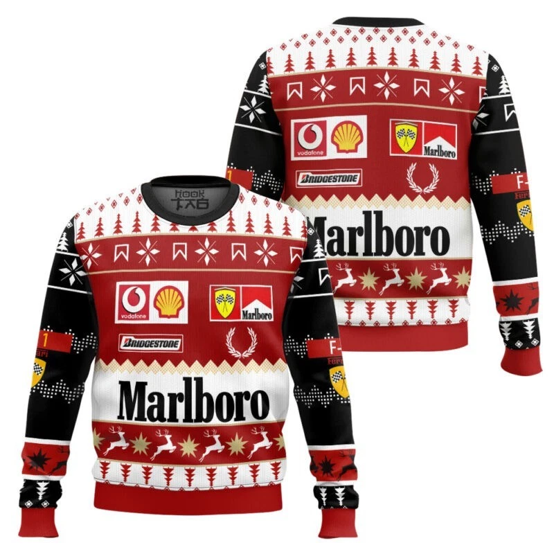 Marlboro Formula 1 Ugly Christmas Sweater 2025 Marlboro Formula 1 Ugly Christmas Sweater 2025