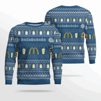 McDonald’s Ba Da Ba Ba Ba 2025 Ugly Christmas Sweater Calm Blue