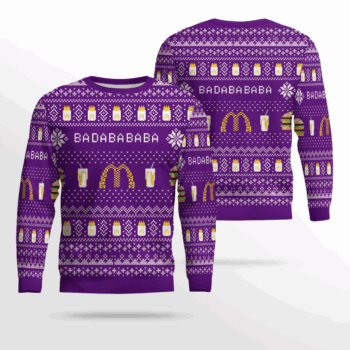McDonald’s Ba Da Ba Ba Ba 2025 Ugly Christmas Sweater Violet