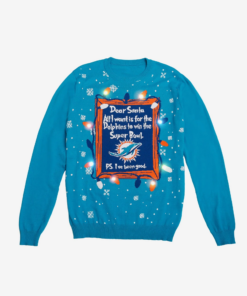 Miami Dolphins Dear Santa Ugly Christmas Sweater 2025