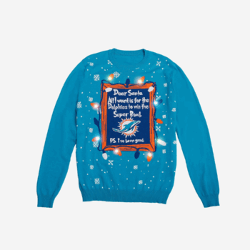 Miami Dolphins Dear Santa Ugly Christmas Sweater 2025