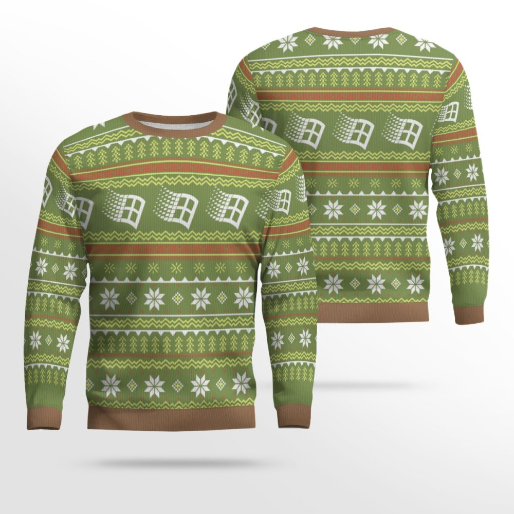 Microsoft Windows Ugly Holiday Sweater Brown And Green 2025 Microsoft Windows Ugly Holiday Sweater Brown And Green 2025