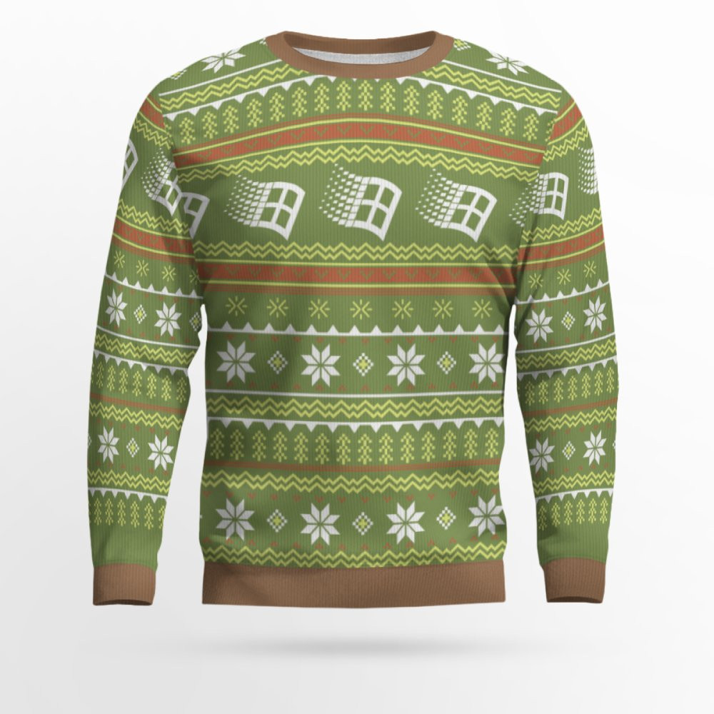 Microsoft Windows Ugly Holiday Sweater Brown And Green 2025 Microsoft Windows Ugly Holiday Sweater Brown And Green 2025