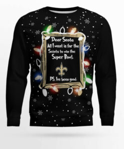 New Orleans Saints Dear Santa To Win Super Bowl Ugly Christmas Sweater 2025 1 New Orleans Saints Dear Santa To Win Super Bowl Ugly Christmas Sweater 2025