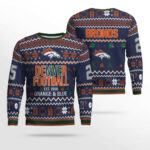 Orange & Blue Denver Broncos Ugly Christmas Sweater 2025