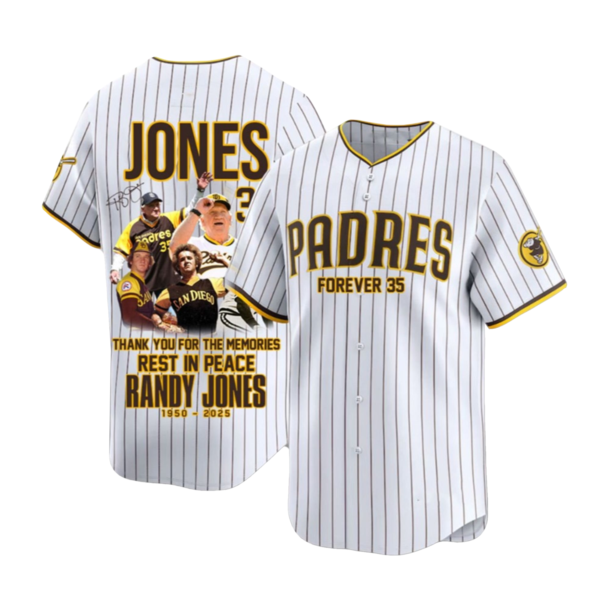Padres Forever 35 Thank you Randy Jones 1950 2025 Baseball Jersey Padres Forever 35 Thank you Randy Jones 1950 2025 Baseball Jersey