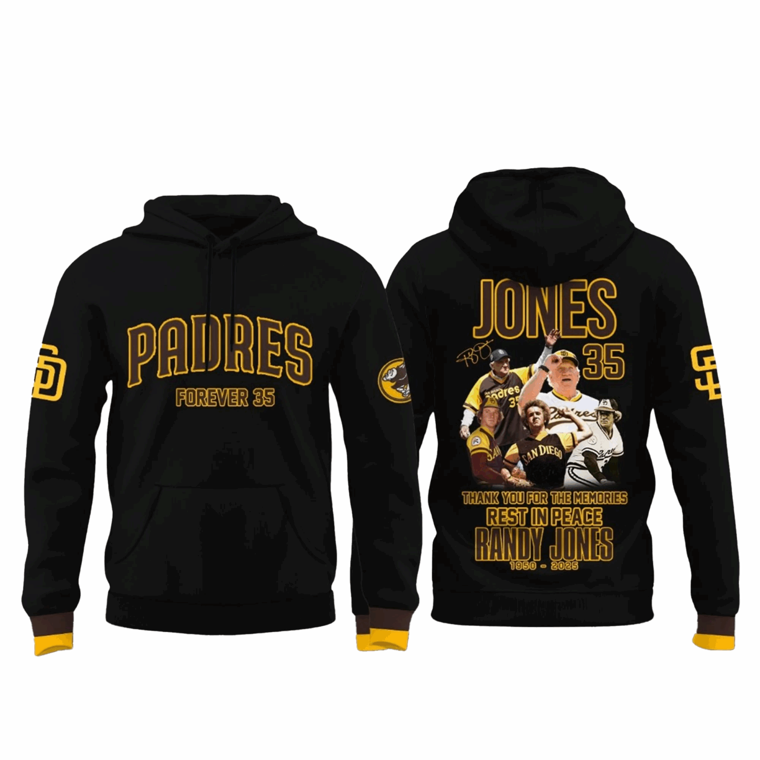 Padres Forever Randy Jones 2025 Memories Hoodie Black