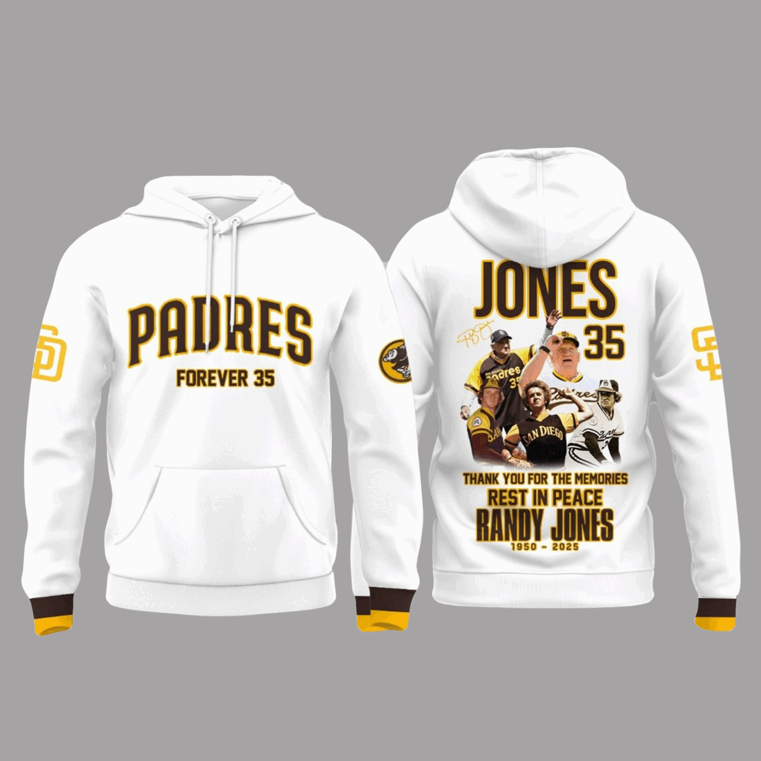 Padres Forever Randy Jones 2025 Memories Hoodie White