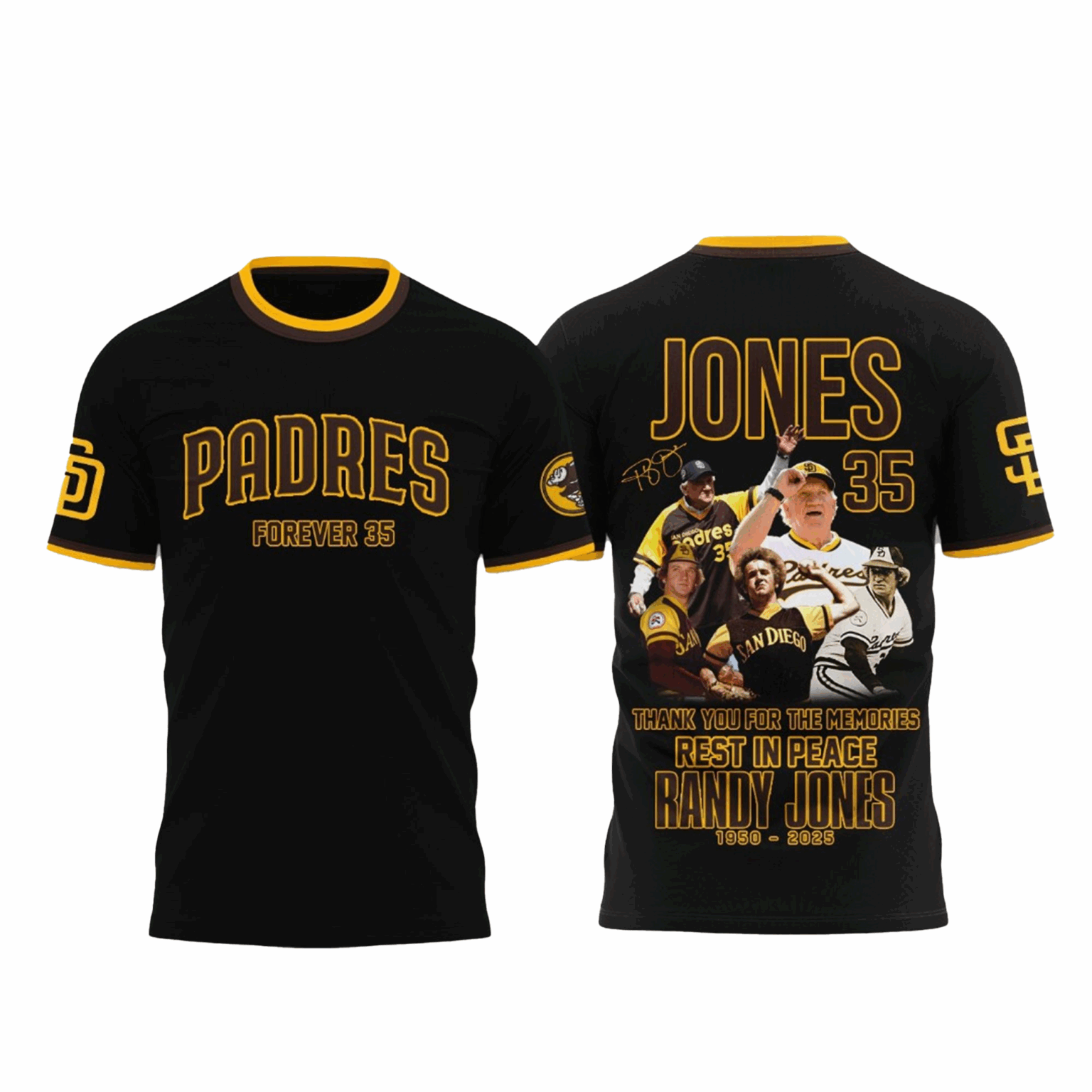 Padres Forever Randy Jones 2025 Memories Shirt Black