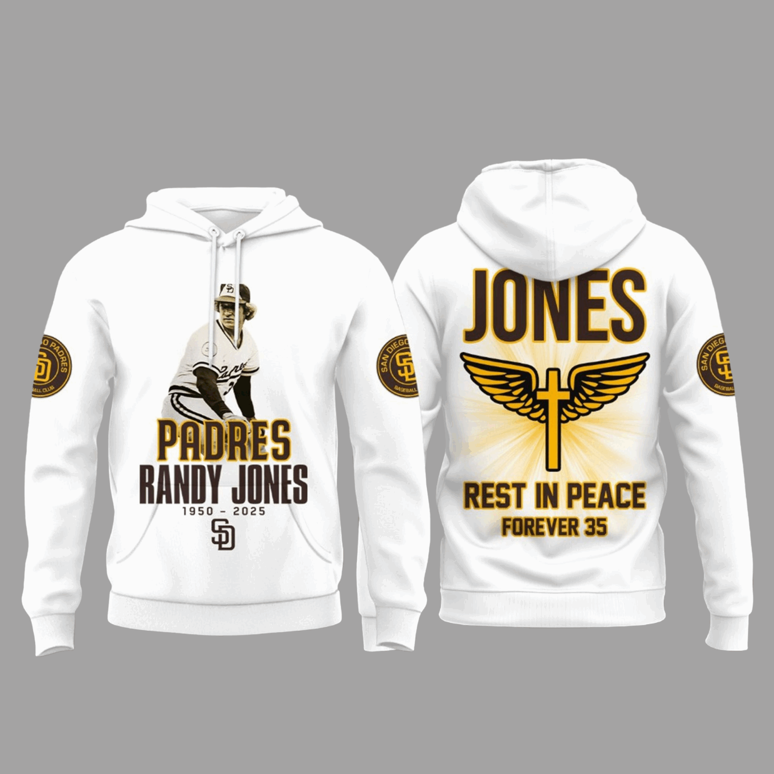 Padres Randy Jones 1950 2025 Rest In Peace Forever 35 Hoodie White