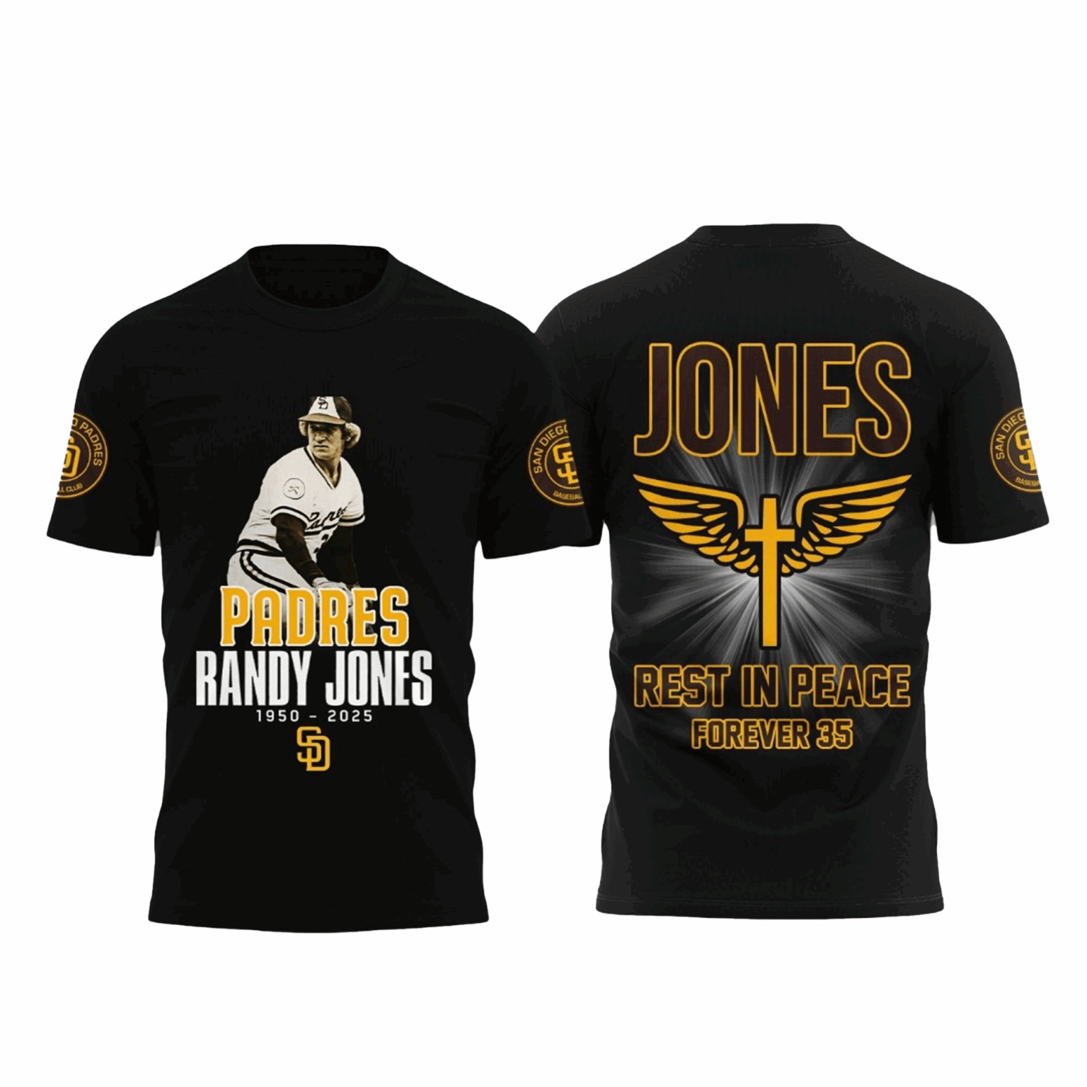 Padres Randy Jones 1950 2025 Rest In Peace Forever 35 T-Shirt Black