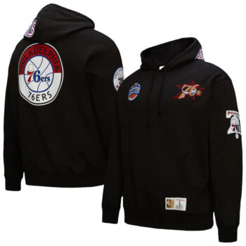 Philadelphia 76ers Mitchell & Ness Hardwood Classics Blackout Collection Hoodie-Black