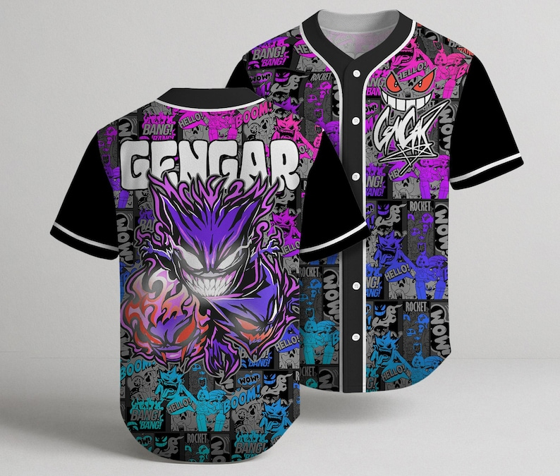Pokemon Gengar Baseball Jersey Pokemon Gengar Baseball Jersey