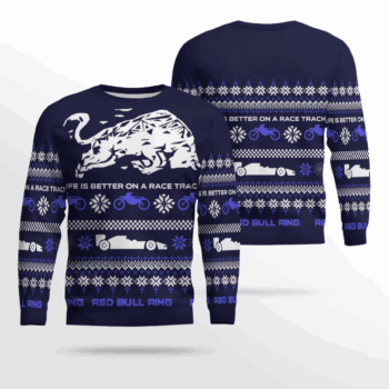 Red Bull Ring Winter Ugly Sweater 2025 Midnight Blue