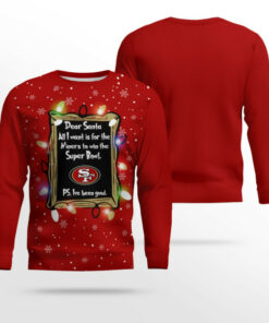 San Francisco 49ers Dear Santa To Win Super Bowl Ugly Christmas Sweater 2025