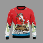 Santa Hunting Ugly Christmas Sweater 2025