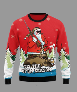 Santa Hunting Ugly Christmas Sweater 2025