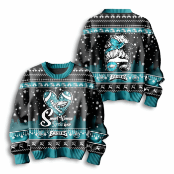 Smart Woman Loves Her Eagles Ugly Christmas Sweater 2025