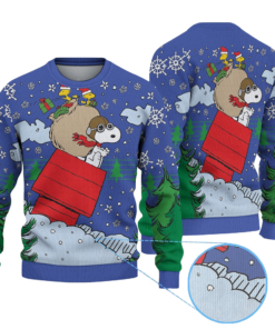 Snoopy Woodstock In Red Baron Gear Ugly Christmas Sweater 2025