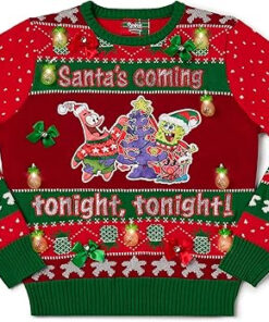 Spongebob Squarepants Santa's Coming Tonight Ugly Christmas Sweater 2025