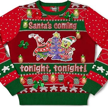 Spongebob Squarepants Santa's Coming Tonight Ugly Christmas Sweater 2025