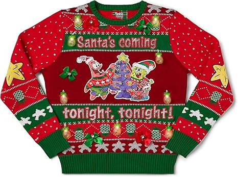 Spongebob Squarepants Santa's Coming Tonight Ugly Christmas Sweater 2025 Spongebob Squarepants Santa's Coming Tonight Ugly Christmas Sweater 2025
