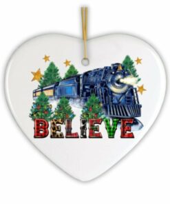 Magical Christmas Train Charming Holiday Ornament, Classic Believe Plaid Railroad