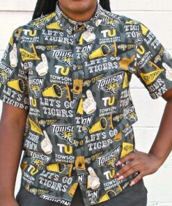 Towson University Fan Pattern (Grey) / Hawaiian Shirt