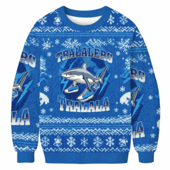 Tralalero Tralala Funny Shark Meme 2025 Christmas Ugly Sweater