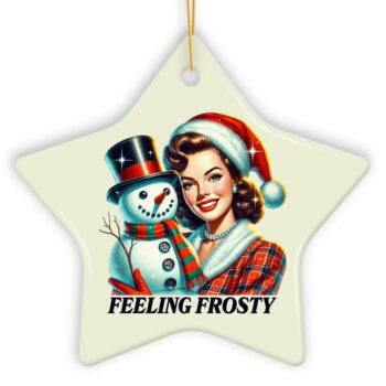 Feeling Frosty Ornament, Vintage Glamorous Christmas Lady and Snowman Décor