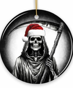 Haunting Santa Grim Reaper Ornament, Spooky Christmas Decor for Unique Halloween Tree Gift