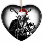 Horrifying Krampus With Santa Hat Ceramic Ornament, Keepsake For Unique Halloween Tree Christmas Décor